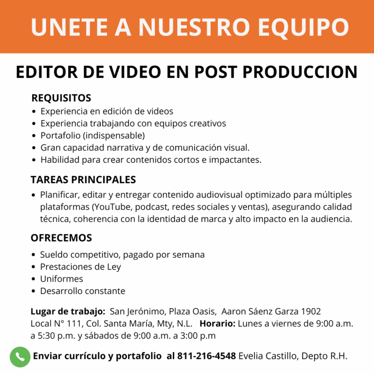 Post para Instagram Vacante Laboral Moderno Azul